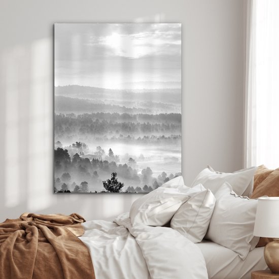 MuchoWow® Peinture sur Verre - Nature dans le Parc d'Espagne - noir et blanc - 90x120 cm - Peintures sur Verre Peintures - Photo sur Glas