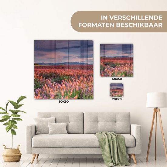 MuchoWow® Peinture sur verre 90x90 cm - Peinture acrylique sur verre - France - Lavande - Soir - Photo sur verre - Peintures