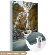 MuchoWow® Glasschilderij 100x150 cm - Schilderij acrylglas - Beroemde natuurlijke waterval in het Klong Lan National Park - Foto op glas - Schilderijen