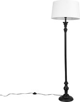 QAZQA classico - Klassieke Vloerlamp | Staande Lamp met kap - 1 lichts - H 1575 mm - Wit - Woonkamer | Slaapkamer | Keuken