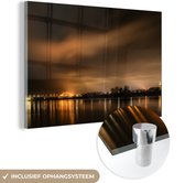 MuchoWow® Glasschilderij 180x120 cm - Schilderij acrylglas - Nijmegen - Lucht - Licht - Foto op glas - Schilderijen