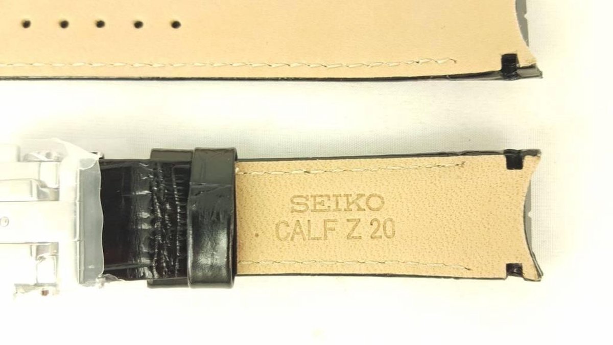 Seiko Premier SNP015 Horlogeband 7D46-0AB0 Zwart Leer 20mm 