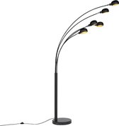 QAZQA sixties - Design Vloerlamp | Staande Lamp - 5 lichts - H 2155 mm - Zwart -  Woonkamer | Slaapkamer