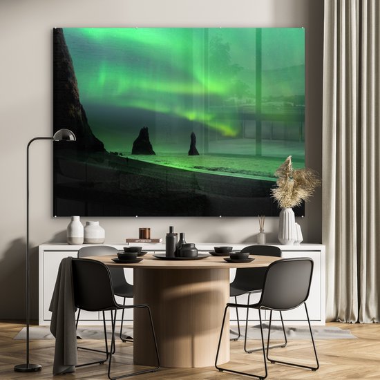 Peinture sur verre - Aurores boréales - Mer - Islande - 160x120 cm - Peintures acryliques - Photo sur Glas