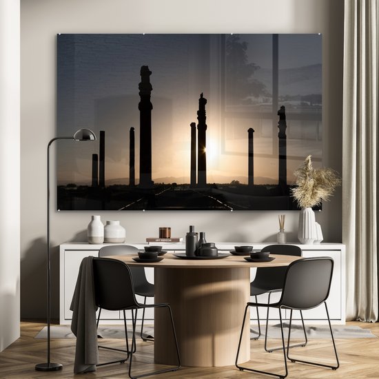 Silhouette de Persépolis perse en Iran Plexiglas 180x120 cm - Tirage photo sur Glas (décoration murale plexiglas) XXL / Groot format!