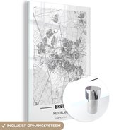 MuchoWow® Glasschilderij 20x30 cm - Schilderij acrylglas - Stadskaart Breda - Foto op glas - Schilderijen - Plattegrond