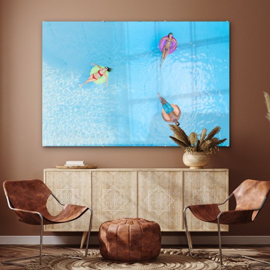 MuchoWow® Peinture sur Verre - Été - Water - Piscine - 180x120 cm - Peintures sur Verre Acrylique - Photo sur Glas