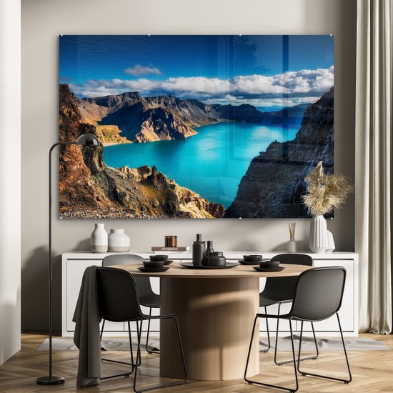 Rayons de soleil sur la montagne asiatique de Changbai en Chine Plexiglas 180x120 cm - Tirage photo sur Glas (décoration murale en plexiglas) XXL / Groot format!