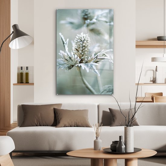 MuchoWow® Peinture sur verre 80x120 cm - Peinture sur verre acrylique - Bloem - Vert - Glace - Photo sur verre - Peintures