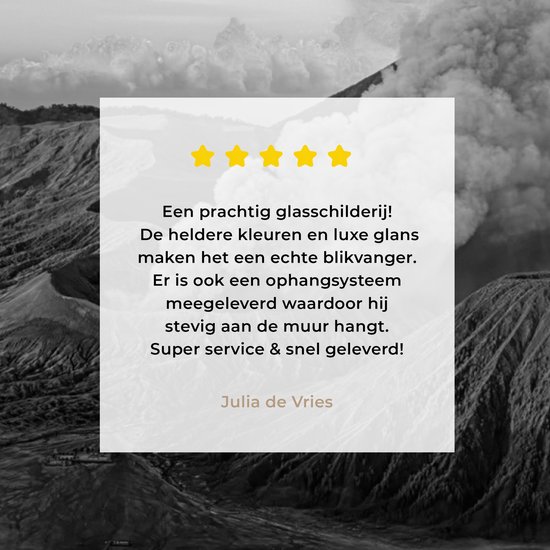 MuchoWow® Peinture sur verre 180x120 cm - Peinture sur verre acrylique - Indonésie - Volcan - Zwart - Wit - Photo sur verre - Peintures