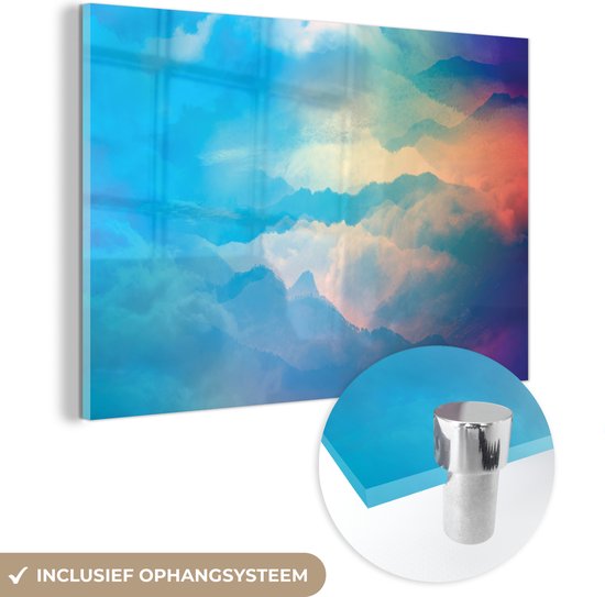 MuchoWow® Glasschilderij - Abstracte Lucht - Acrylglas Schilderijen - Foto op Glas