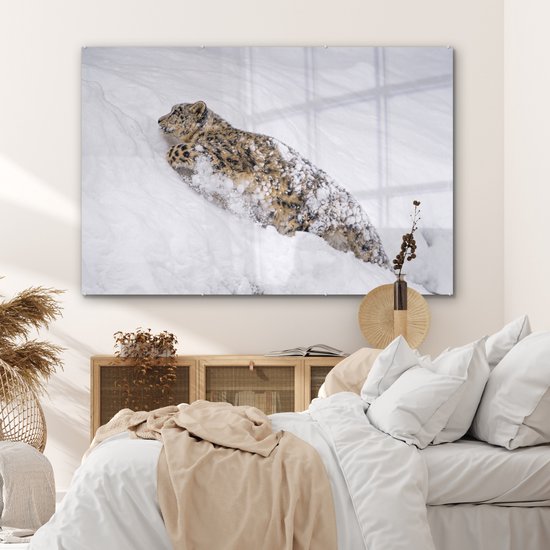 Peinture sur Verre - Léopard des Neiges - Neige - Jaune - 180x120 cm - Peintures sur Verre Peintures - Photo sur Glas