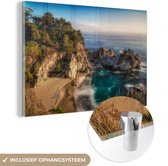 MuchoWow® Glasschilderij 30x20 cm - Schilderij acrylglas - Monterey bij Big Sur in Amerika - Foto op glas - Schilderijen