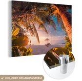 Peinture sur verre - Parasol - Chaises - Plage - 180x120 cm - Peintures Plexiglas