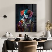 MuchoWow® Glasschilderij 60x80 cm - Schilderij acrylglas - Clown - Make up - Kostuum - Portret - Horror - Foto op glas - Schilderijen
