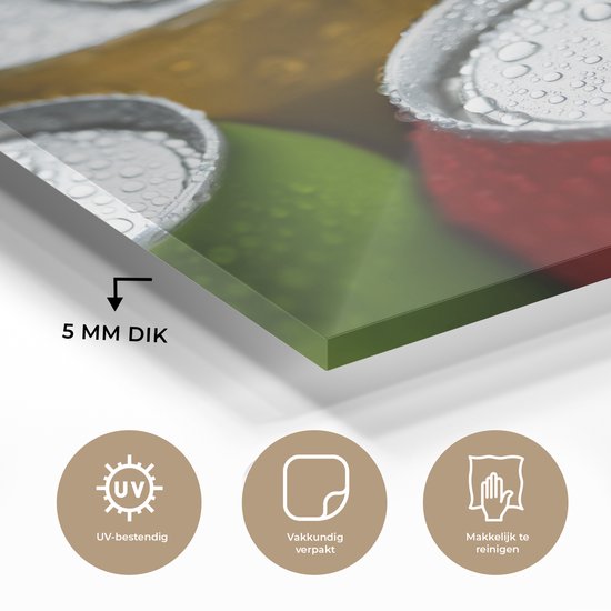 MuchoWow® Peinture sur verre - Canettes de boissons gazeuses - 90x90 cm - Peintures sur verre acrylique - Photo sur Glas