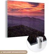 MuchoWow® Glasschilderij 120x90 cm - Schilderij acrylglas - Gekleurde lucht in het Nationaal park Shenandoah - Foto op glas - Schilderijen