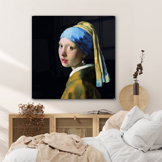 Peinture sur Verre - Fille à la Perle - Johannes Vermeer - 90x90 cm - Peintures sur Verre Peintures - Photo sur Glas