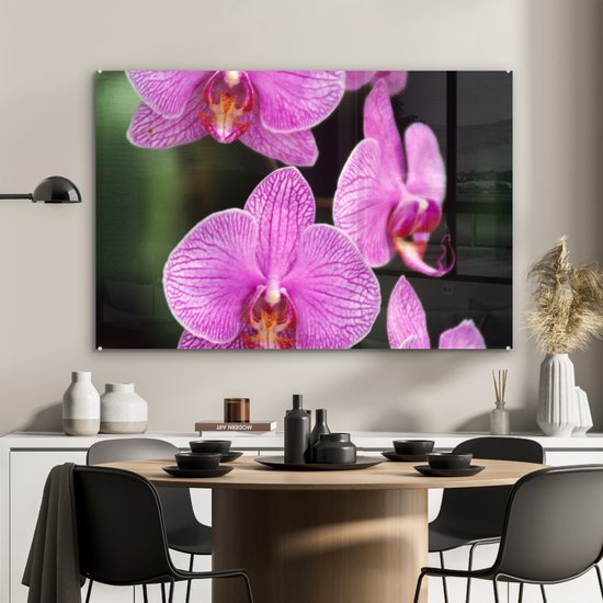 MuchoWow® Peinture sur verre 90x60 cm - Peinture sur verre acrylique - Orchidée rose - Photo sur verre - Peintures
