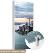 MuchoWow® Glasschilderij 60x120 cm - Schilderij acrylglas - Luchtfoto van New York - Foto op glas - Schilderijen