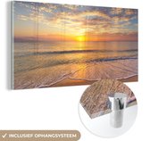 MuchoWow® Glasschilderij 120x60 cm - Schilderij acrylglas - Strand - Zonsondergang - Zee - Foto op glas - Schilderijen