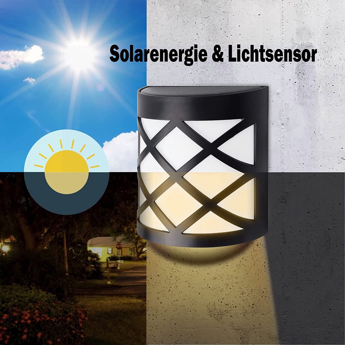 HOMEPROTEK 96 LED Solar Flashlights, 6 Pieces Large Solar Garden Lights, Waterproof, IP65, Flame Effect, Solar Lights, Flickering Solar Lights, Outdoor Solar Lights