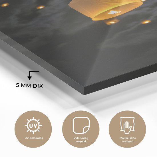 Peinture sur Verre - Loi Krathong en Thaïlande - 80x120 cm - Peintures sur Verre Peintures - Photo sur Glas