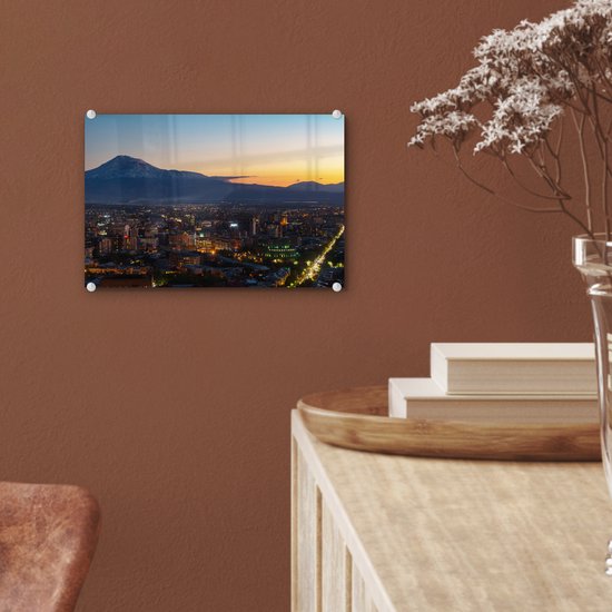 Peinture sur verre - La ligne d'horizon d'Erevan en Arménie avec l'Ararat - 30x20 cm - Peintures sur Verre Peintures - Photo sur Glas