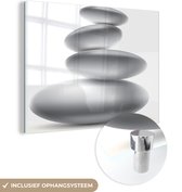 MuchoWow® Glasschilderij 40x30 cm - Schilderij acrylglas - Stapel kiezelstenen - Foto op glas - Schilderijen