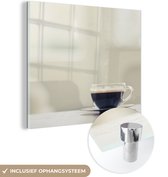MuchoWow® Glasschilderij 90x90 cm - Schilderij acrylglas - Espresso in glazen kop - Foto op glas - Schilderijen