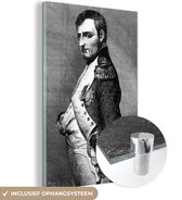 MuchoWow® Glasschilderij 40x60 cm - Schilderij acrylglas - Zwart-wit illustratie van Napoleon Bonaparte dit trots staat - Foto op glas - Schilderijen
