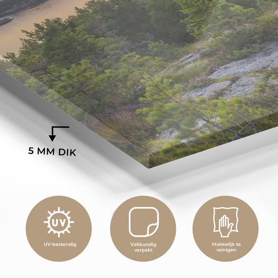 MuchoWow® Peinture sur verre 150x100 cm - Peinture sur verre acrylique - Coucher de soleil sur la côte suédoise - Photo sur verre - Peintures