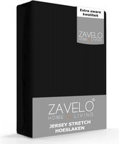 Zavelo® Jersey Hoeslaken Zwart - Lits-jumeaux (160x200 cm) - Hoogwaardige Kwaliteit - Rondom Elastisch - Perfecte Pasvorm