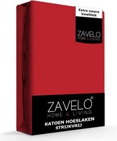 Zavelo Hoeslaken Katoen Strijkvrij Rood - Lits-jumeaux (180x200 cm) - Hoogwaardige Kwaliteit - Rondom Elastisch - Perfecte Pasvorm