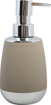 MSV Zeeppompje/dispenser - Bilbao - ABS kunststof - taupe/zilver - 8 x 17 cm - 260 ml