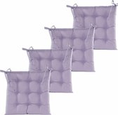Anna's collection Coussin de chaise matelassé - 4x - violet lilas - 38 x 38 cm - intérieur/extérieur