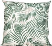 Anna's collection buitenkussen palm - wit/groen - 60 x 60 cm - Water en UV bestendig