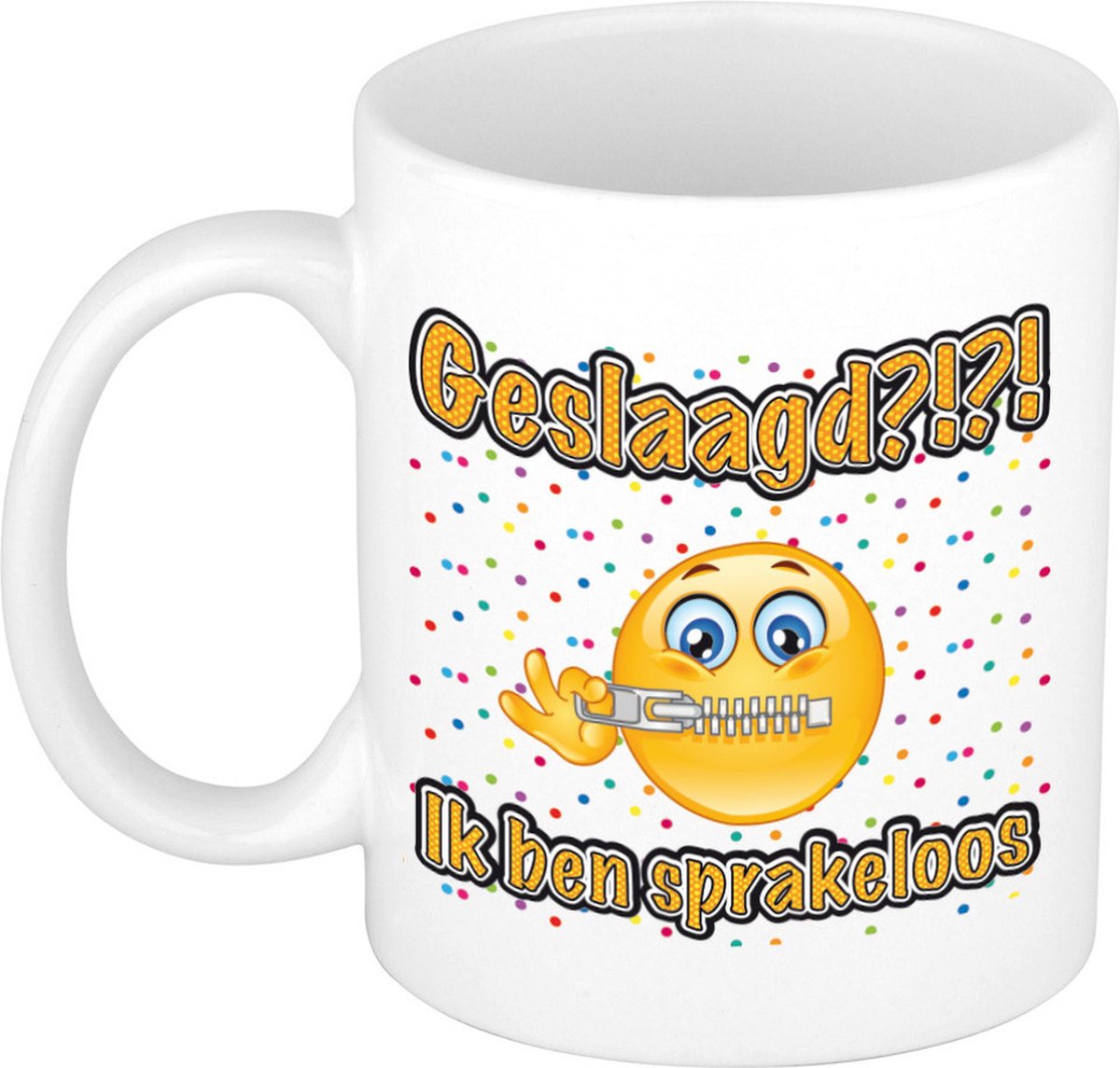 Bellatio Decorations Geslaagd cadeau mok - sprakeloos - keramiek - Ca. 300 ml