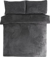 Decoware® Teddy fleece dekbedovertrek - Antraciet - 200x220 + 2st 60x70 cm