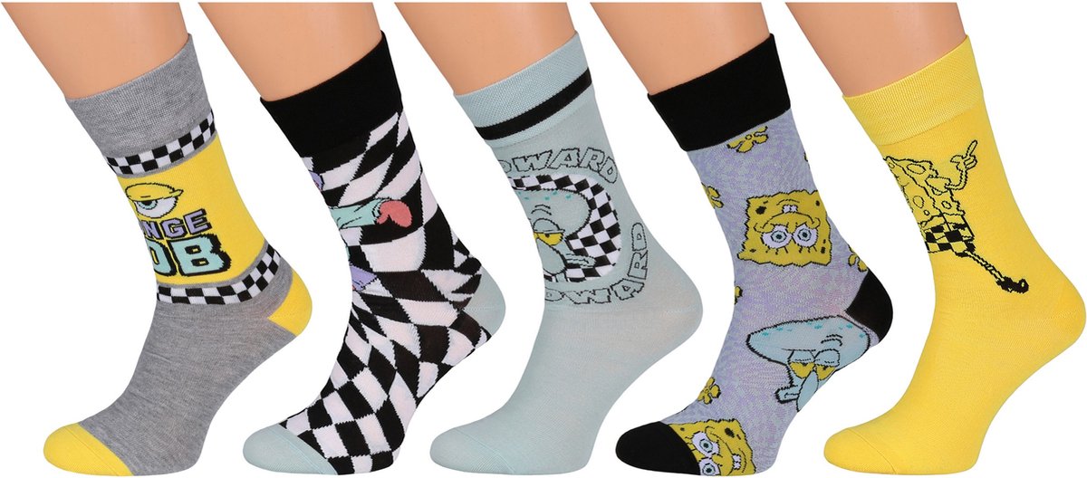 SpongeBob Squarepants - Kleurrijke herensokken, lange sokken 5st, OEKO-TEX / 40-42