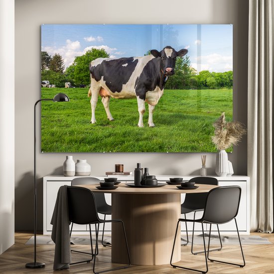 MuchoWow® Peinture sur Verre - Vache - Herbe - Animaux - 180x120 cm - Peintures sur Verre Peintures - Photo sur Glas