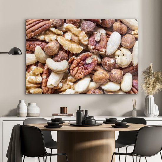 MuchoWow® Peinture sur verre 120x80 cm - Peinture sur verre acrylique - Collection de mélanges de noix dans différents tons marron - Photo sur verre - Peintures