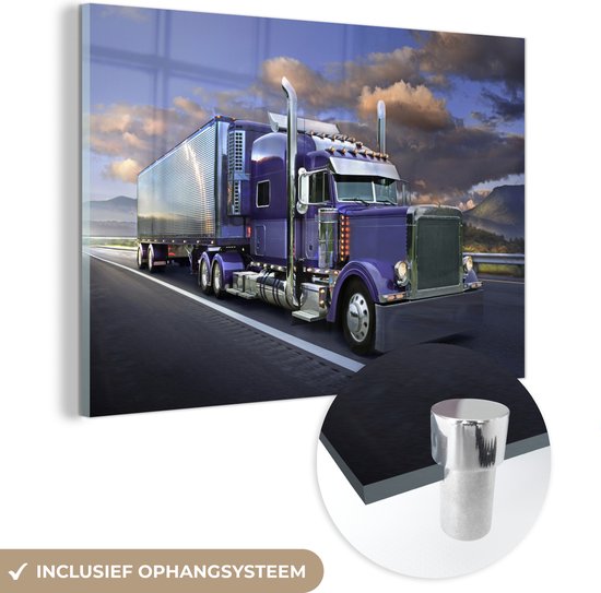 Camion Plexiglas couleur violet 60x40 cm - Tirage photo sur Glas (décoration murale plexiglas)