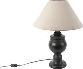 QAZQA sage tl - Landelijke Tafellamp met kap - 1 lichts - H 680 mm - Taupe - Woonkamer | Slaapkamer