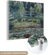 MuchoWow® Glasschilderij 50x50 cm - Schilderij acrylglas - De Japanse brug en de waterlelies - Claude Monet - Foto op glas - Schilderijen