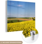 MuchoWow® Glasschilderij 20x20 cm - Schilderij acrylglas - Lente - Bloemen - Geel - Foto op glas - Schilderijen