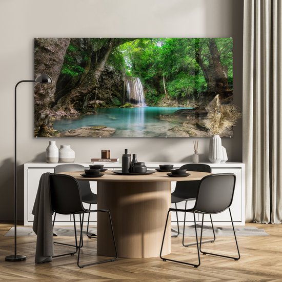 Peinture sur Verre - Cascade d'Erawan dans la jungle Thaïlande Photo - 160x80 cm - Peintures sur Verre Peintures - Photo sur Glas