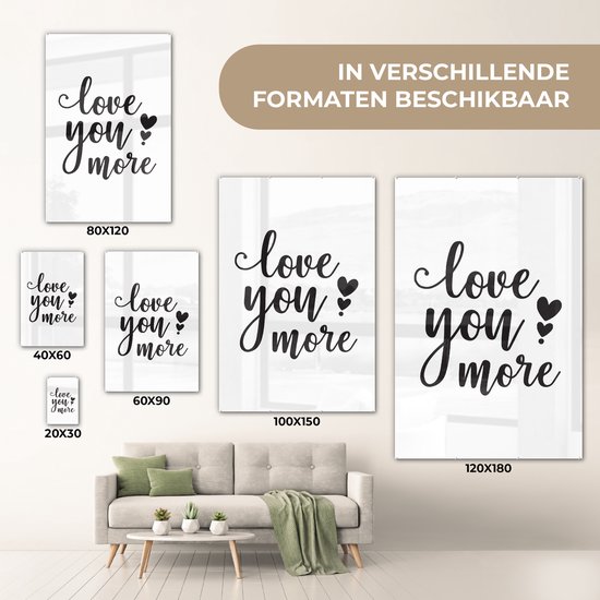 MuchoWow® Peinture sur verre 80x120 cm - Peinture sur verre acrylique - Je t'aime plus - Citations - Dictons - Photo sur verre - Peintures