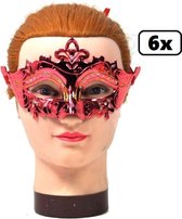 6x Venetiaans oogmasker Venetie assortie kleur - Festival thema feest party oogmasker