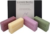 Savon de Marseille cadeau zeep set Magnolia, Tendre baiser, Muskaatdruif, Vijgen - cadeau voor vrouw